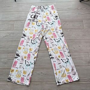 Brief Insanity Mens Multicolor Allover Cat Design Relaxed Fit Lounge Pants Small